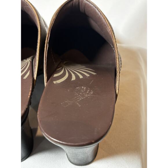 Dansko Rae Brown Leather Heeled Chunky Clogs Size EU 40 / US 9 Boho Y2k - Picture 5 of 10